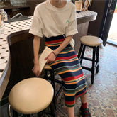 Falda elegante de punto a rayas con corte A
